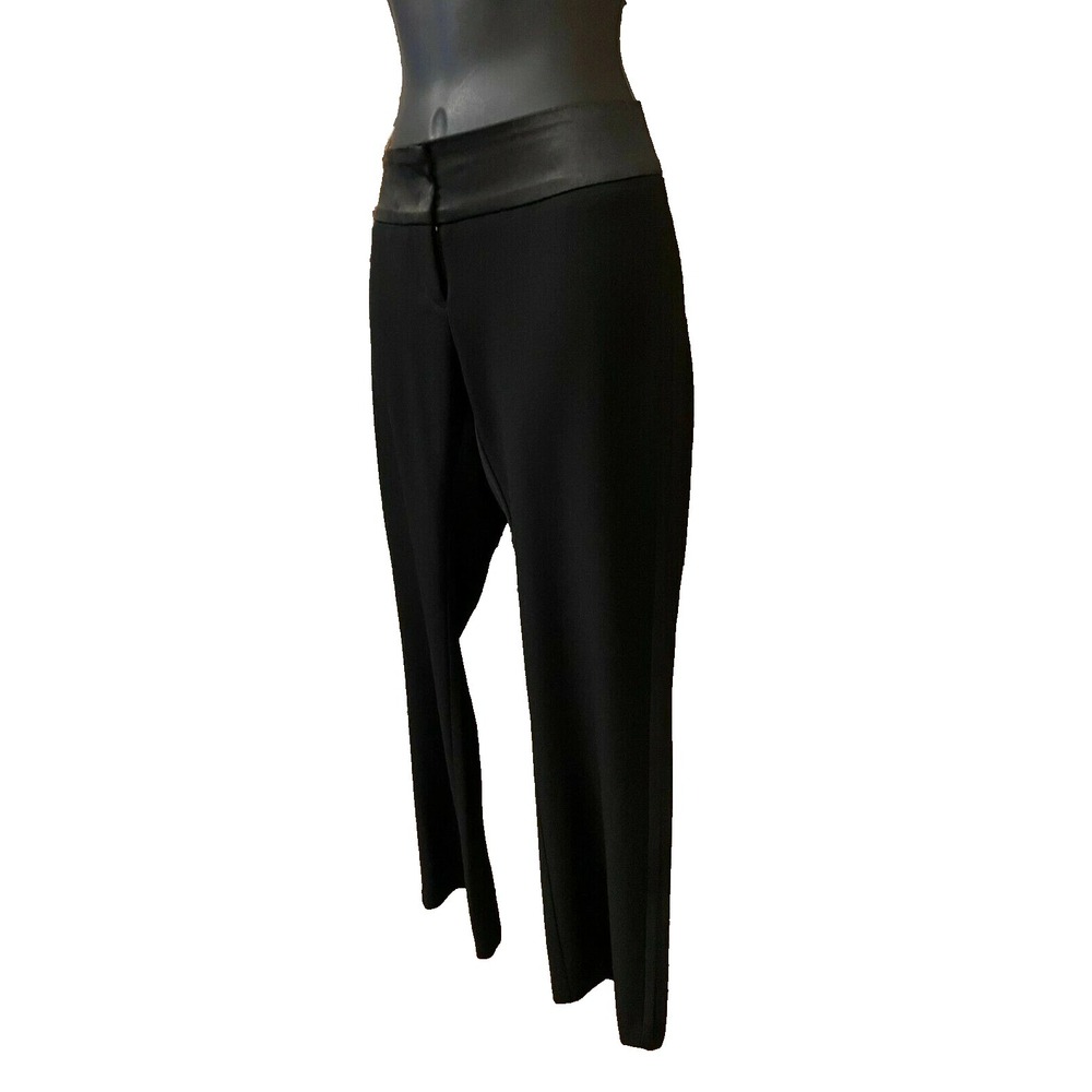 Cache Womens Low Rise Tuxedo Satin Cummberbund Pants Size 2 Black Knit Stretch - Picture 5 of 13
